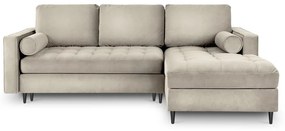 Бежов кадифен ъглов диван, десен ъгъл Santo - Milo Casa