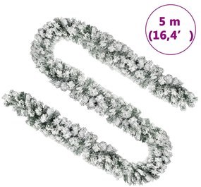 Коледен гирлянд със сняг, зелен, 5 м, PVC