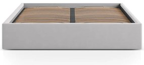 Светлосиво двойно легло 200x200 cm тапицирано с място за съхранение/без табла с включена подматрачна рамка Susan – Micadoni
