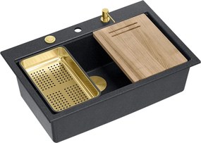 гранитна мивка MARC 110 WORKSTATION Black Metallic