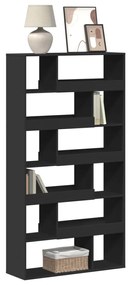 3309349 vidaXL Етажерка за книги, черна, 100x33x187,5 см, инженерно дърво