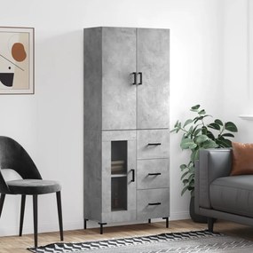 3195959 vidaXL Висок шкаф, бетонно сив, 69,5x34x180 см, инженерно дърво
