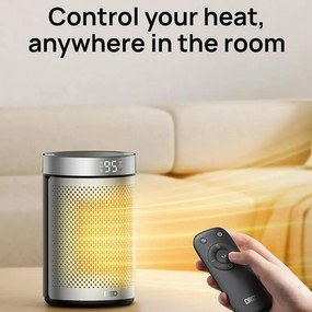 Вентилаторна печка DREO Atom 416, 1500 W, До 20 м2, 5 режима, HeatShield360, Таймер, Сив/Черен