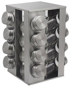 Бурканчета за подправки на стойка ZEPHYR ZP 1217 CS16, 16 бр. бурканчета, 4 нива, Въртяща се основа, Сребрист
