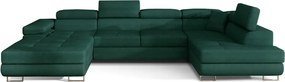 Зелен кадифен разтегателен ъглов диван с място за съхранение (десен ъгъл U форма) Rodrigo – ELTAP