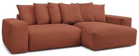 Теракотен сгъваем/с място за съхранение ъглов диван от рипсено кадифе Voltaire – Bobochic Paris