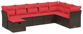 3263280 vidaXL Градински комплект с възглавници, 8 части, кафяв, полиратан