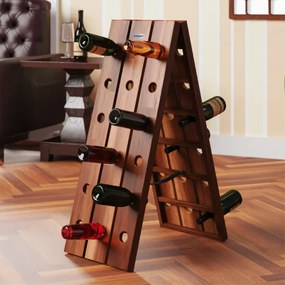 Сгъваема дървена стойка за вино от акациева дървесина за 36 бутилки