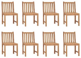 3073149 vidaXL Градински столове 8 бр с възглавници тиково дърво масив