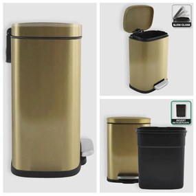 Матово златисто стоманено кошче за боклук с педал 5 l Akira – Spirella