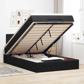 3312616 vidaXL Османска легло с матрак и LED, черно, 120x200 см, кадифе