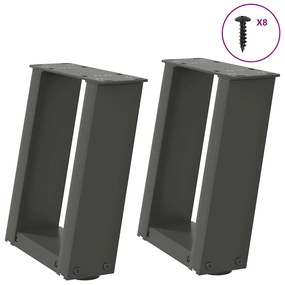4012738 vidaXL Крака за масичка за кафе, U-образни, 2 бр., антрацит, 30x(30-31) см, стомана