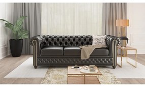 Черен диван от изкуствена кожа 203 cm York - Ropez