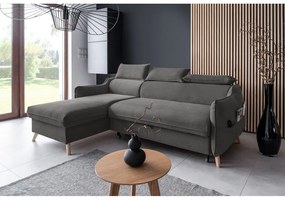 Тъмносив ъглов разтегателен диван от кадифе (ляв ъгъл) Sweet Harmony - Miuform