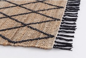 Черен/в естествен цвят ръчно изработен ютен килим 60x90 cm Shaila – Yes Everyday
