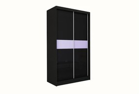 Шкаф с плъзгащи врати ALEXA, черен/бяло стъкло, 150x216x61