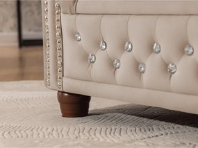 Бежов кадифен разтегателен ъглов диван (десен ъгъл L форма) York Blik – Ropez