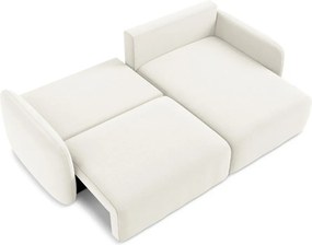 Кремав кадифен сгъваем/с място за съхранение ъглов диван (десен ъгъл) Kalena – Makamii