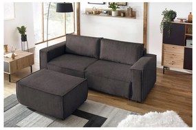 Кафяво-сива табуретка от рипсено кадифе Nihad – Bobochic Paris