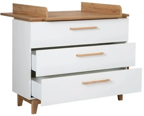 Бял нисък скрин от дъб с маса за преповиване 118x104 cm Finn - Roba