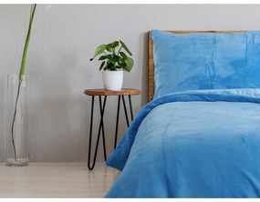 Синьо микрофланелно спално бельо за единично легло 140x200 cm Uni - B.E.S.