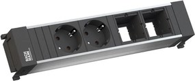 BACHMANN Модул за POWER FRAME 4M с 2х Шуко и 2х празни модула, цвят Черен, - B916.1000