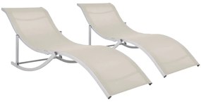 47785 vidaXL Сгъваеми шезлонги, 2 бр, кремави, textilene