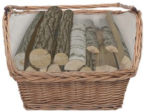 286989  Firewood Basket with Handle 61,5x46,5x58 cm Brown Willow