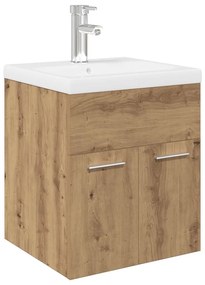 3328906 vidaXL Шкаф за мивка с вграден умивалник и смесител Дъб артизан