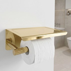 Държач за тоалетна хартия с етажерка 6613 Modern Gold
