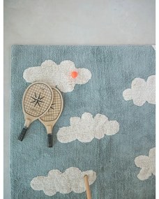 Син ръчно изработен памучен детски килим подходящ за пране 120x160 cm Clouds Vintage Blue – Lorena Canals