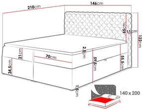 Тапицирано легло Chesterfield-Prasino-200 x 200 εκ.