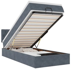 3312657 vidaXL Османска легло с матрак и LED, тъмносиво, 80x200 см, кадифе