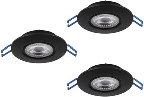 Eglo 300188 - Комплект от 3 LED вградени осветителни тела GEDREZ LED/4,9W/230V, Ø 9 cm, черни