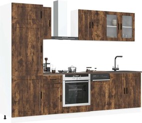 3314816 vidaXL Комплект кухненски шкафове от 8 части "Porto" опушен дъб, инженерна дървесина