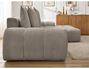 Кафяво-сив шенилов сгъваем/с място за съхранение ъглов диван (десен ъгъл) Everest – Bobochic Paris