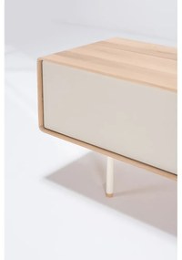 Бяла/естествена маса за телевизор от масивен дъб 200x48 cm Fina – Gazzda