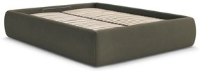Тъмнозелено двойно легло 180x200 cm тапицирано с място за съхранение/без табла с включена подматрачна рамка Inera – Bobochic Paris