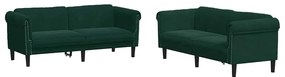 3209211 vidaXL Комплект дивани от 3 части, тъмнозелен, кадифе