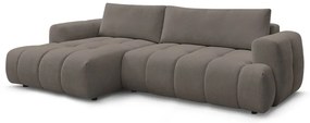 Кафяво-сив сгъваем/с място за съхранение ъглов диван (ляв ъгъл) Fuji – Bobochic Paris