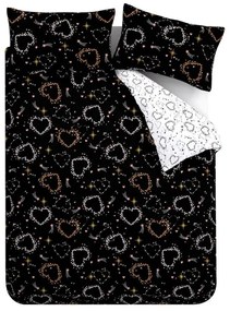 Черно-бяло двойно спално бельо 200x200 cm Cosmic Hearts and Stars – Catherine Lansfield