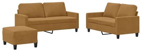 3201513 vidaXL Комплект дивани от 3 части с възглавници, кафяв, кадифе