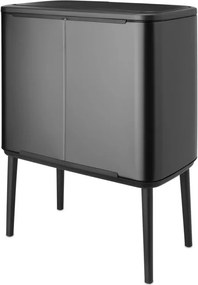 Кош за боклук Brabantia Bo Touch 1008857, 3x11 л, Плавно и безшумно отваряне, Голям отвор, Тъмносив