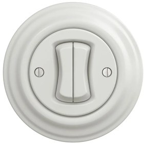 Kliklap - Ретро двоен ключ за стълбище с рамка № 6+6 бял