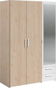 Гардероб Dorm 3-врати с огледало-Сонома - бял