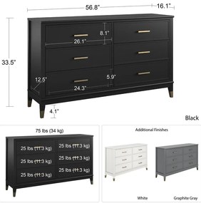 Черен скрин , 144 x 85 cm Westerleigh - CosmoLiving by Cosmopolitan