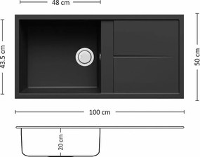 Leks UNICO PLUS BB 100.1 SI Композитна мивка за вграждане
