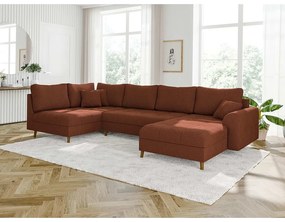 Ъглов диван от рипсено кадифе в тухлен цвят (десен ъгъл) Ariella – Ropez