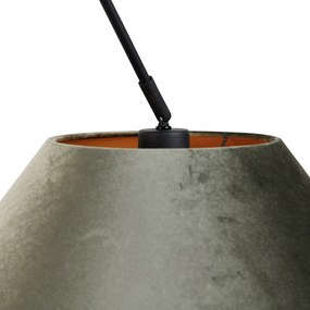 Висящ полилей черен с двойна кадифена абажура зелена със златен интериор - Blitz