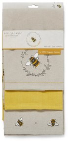 Комплект от 3 бежови и жълти памучни кухненски кърпи Bumble Bees Bumblebees - Cooksmart ®